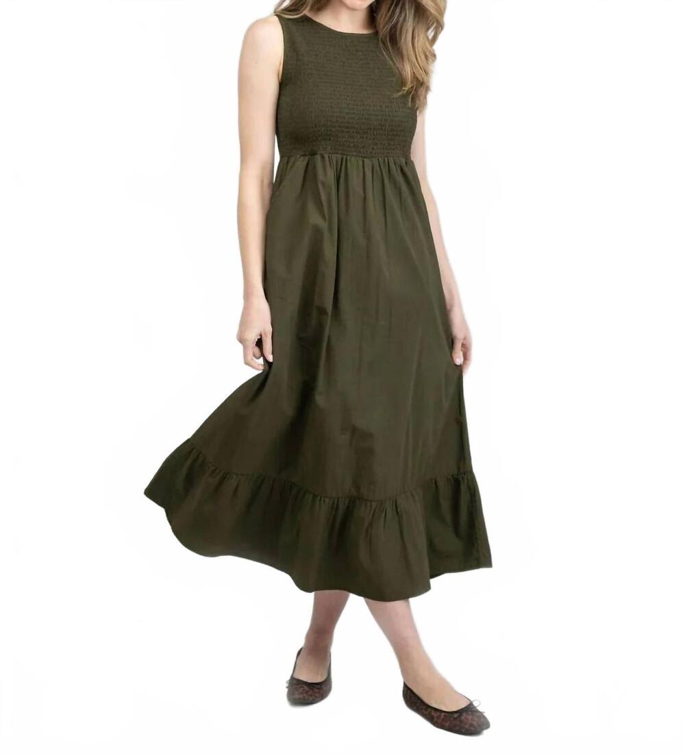 NEW BEAU & RO margot midi dress in army